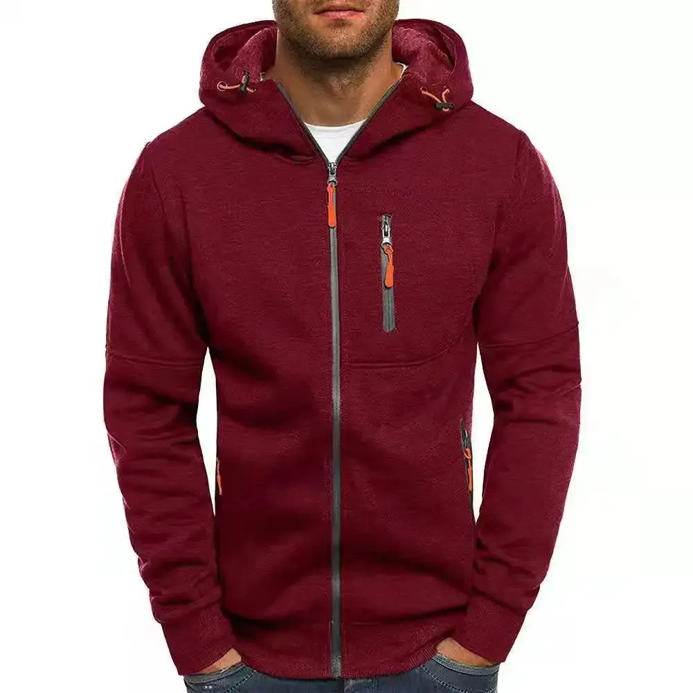 Men's Jacquard Hooded Cardigan - Casual Sweatshirt Pullover