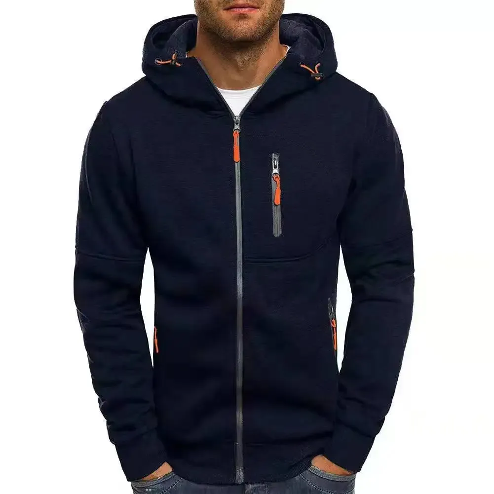 Men's Jacquard Hooded Cardigan - Casual Sweatshirt Pullover