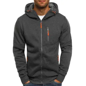 Men's Jacquard Hooded Cardigan - Casual Sweatshirt Pullover