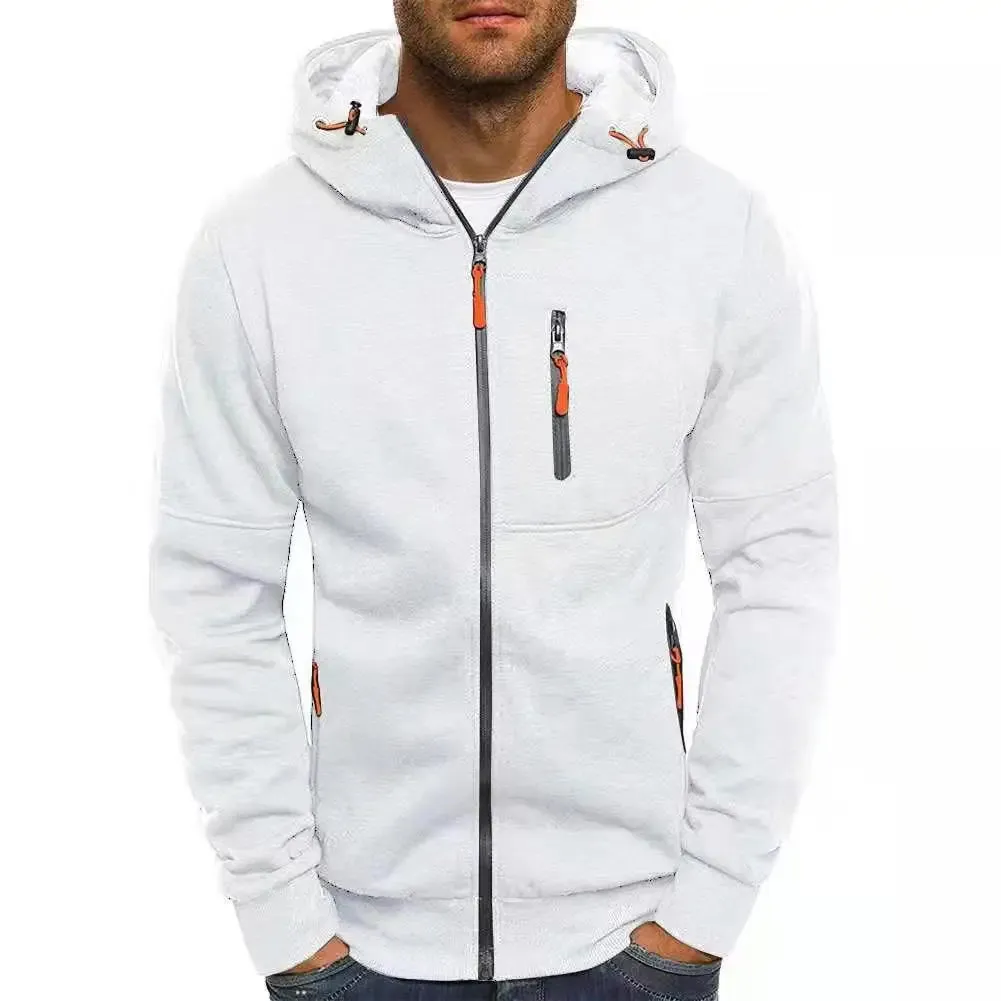 Men's Jacquard Hooded Cardigan - Casual Sweatshirt Pullover