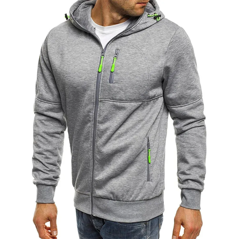 Men's Jacquard Hooded Cardigan - Casual Sweatshirt Pullover