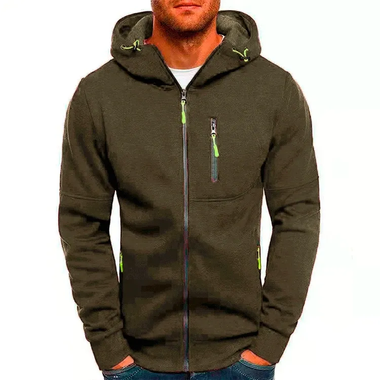 Men's Jacquard Hooded Cardigan - Casual Sweatshirt Pullover