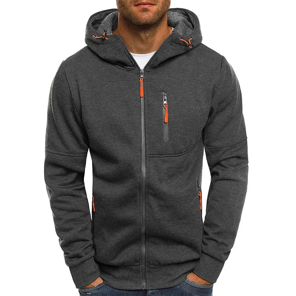 Men's Jacquard Hooded Cardigan - Casual Sweatshirt Pullover