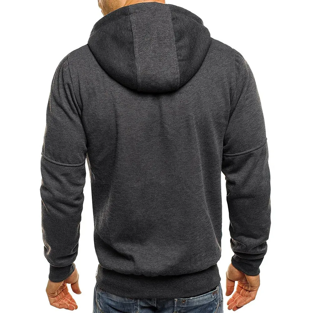 Men's Jacquard Hooded Cardigan - Casual Sweatshirt Pullover