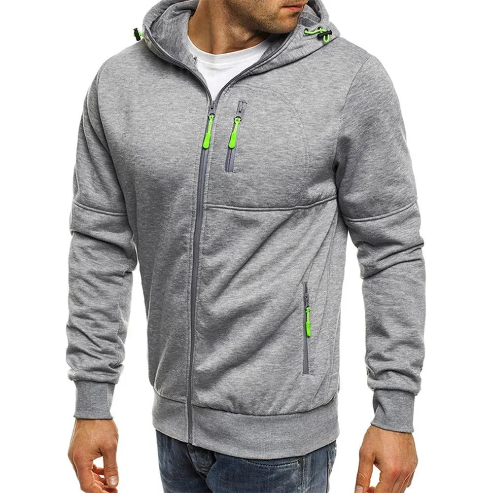 Men's Jacquard Hooded Cardigan - Casual Sweatshirt Pullover