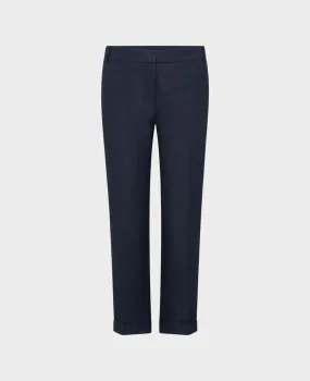 Mid Calf Linen Turn Up Trousers