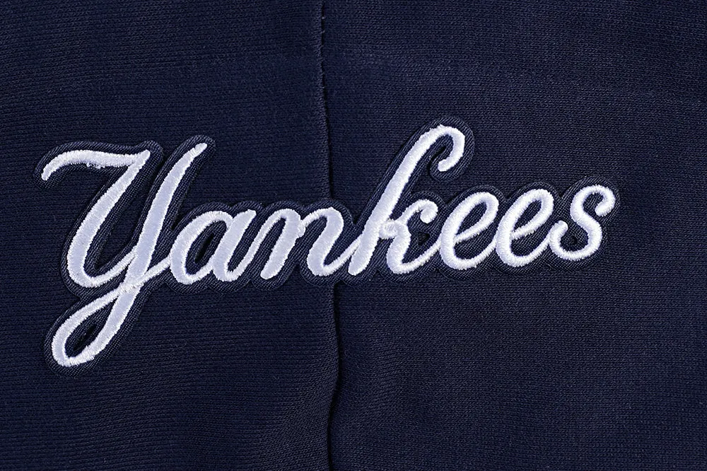 MLB NEW YORK YANKEES SCRIPT TAIL WOMEN'S RIB FLC CROPPED PO HOODIE (MIDNIGHT NAVY)