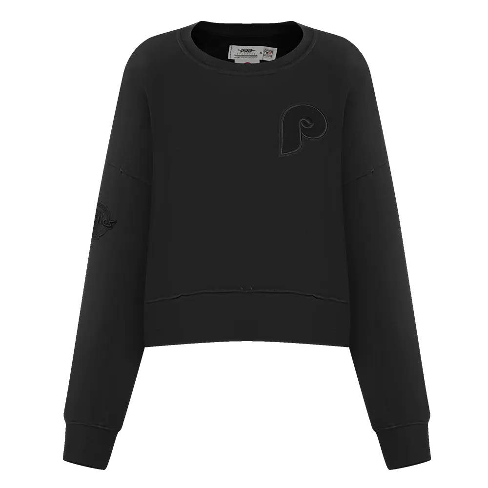 MLB PHILADELPHIA PHILLIES RETRO NEUTRAL WOMEN'S CREWNECK (BLACK)