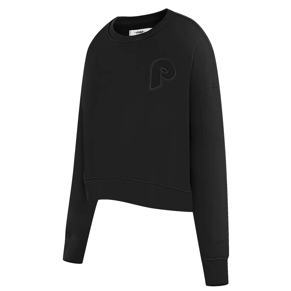 MLB PHILADELPHIA PHILLIES RETRO NEUTRAL WOMEN'S CREWNECK (BLACK)