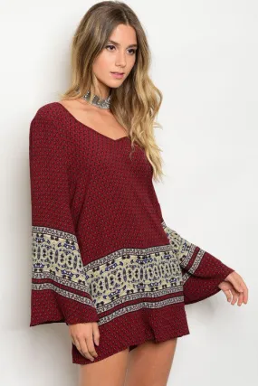 Multi Printed Bell Sleeve Romper