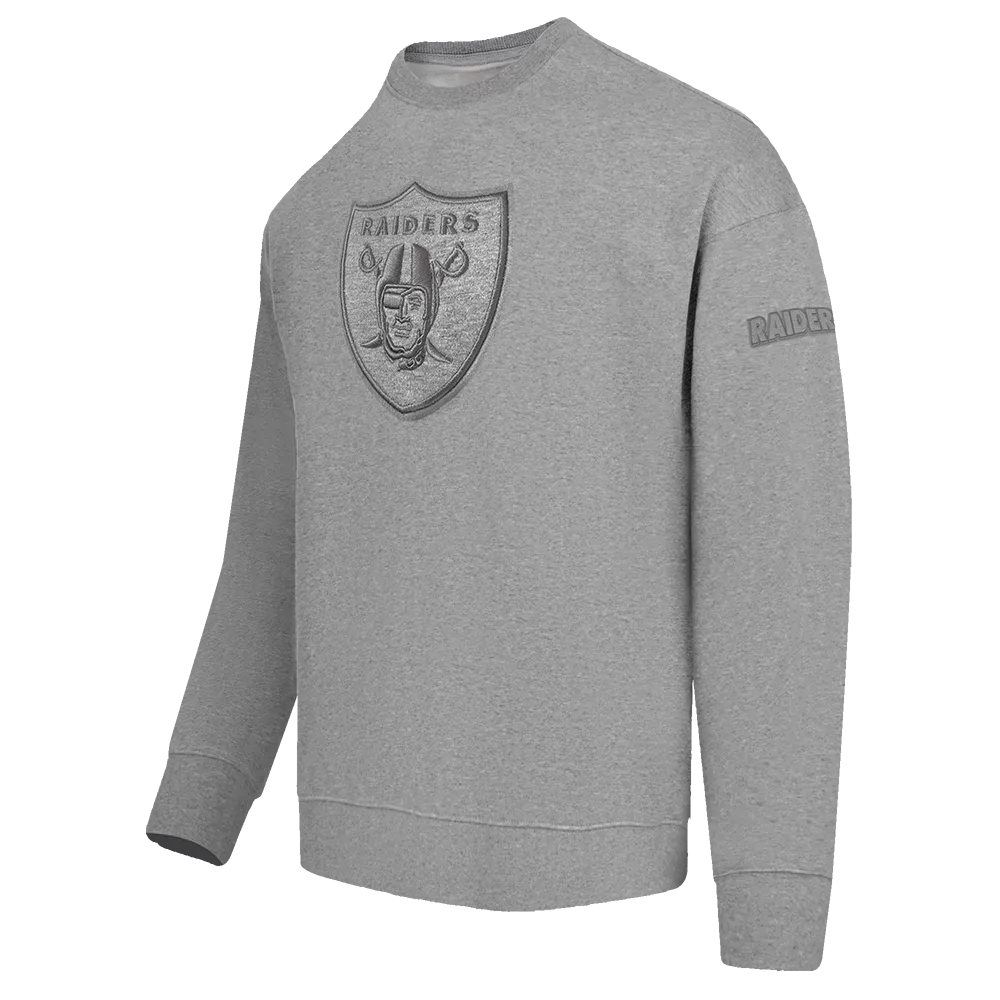 NFL LAS VEGAS RAIDERS NEUTRAL MEN'S DROP SHOULDER FLC CREWNECK (DARK HEATHER GRAY)