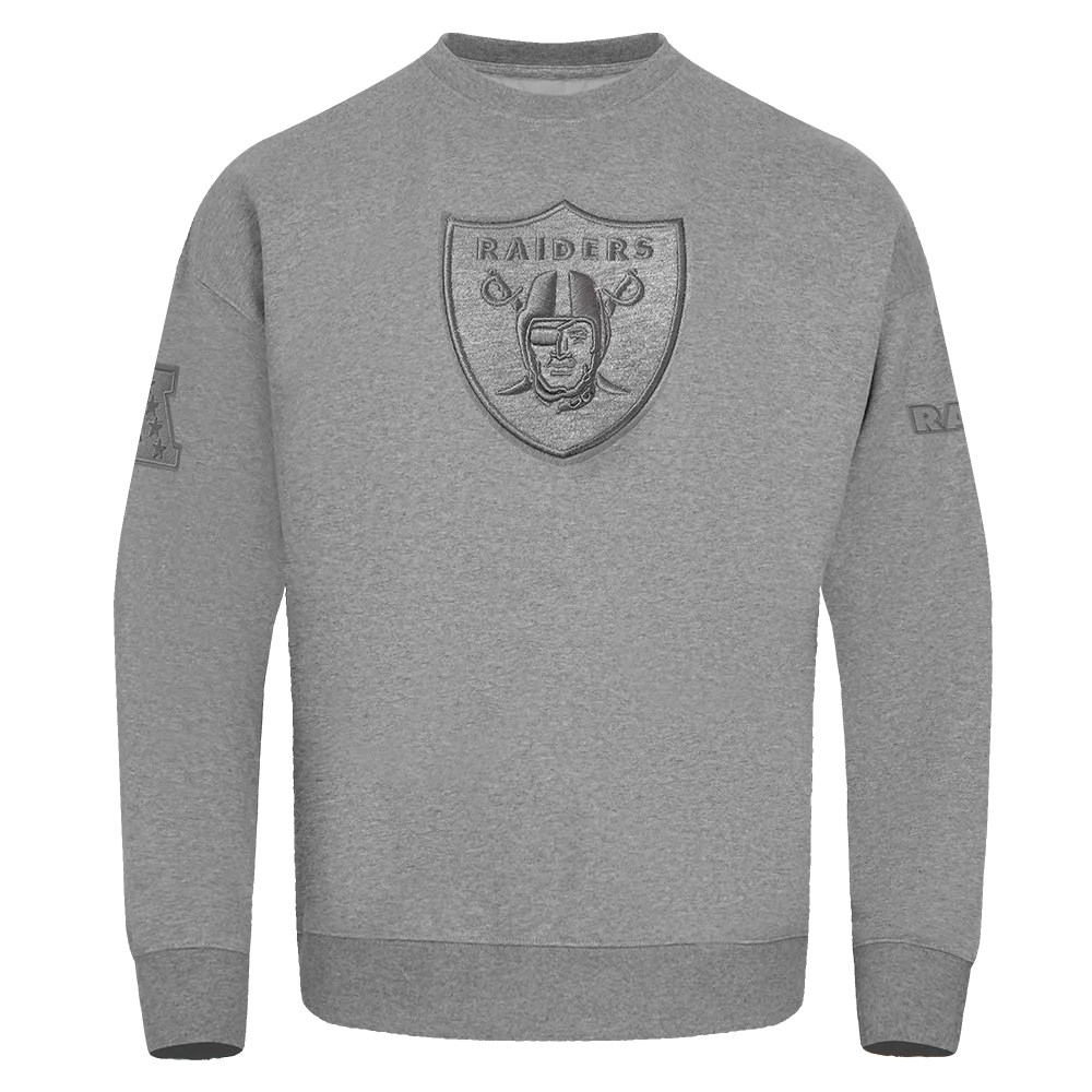 NFL LAS VEGAS RAIDERS NEUTRAL MEN'S DROP SHOULDER FLC CREWNECK (DARK HEATHER GRAY)