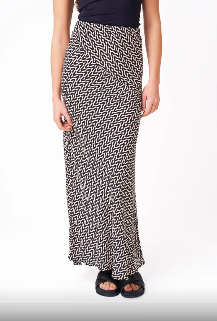Noor Midi Skirt- Black and cream