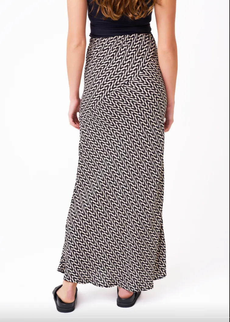 Noor Midi Skirt- Black and cream