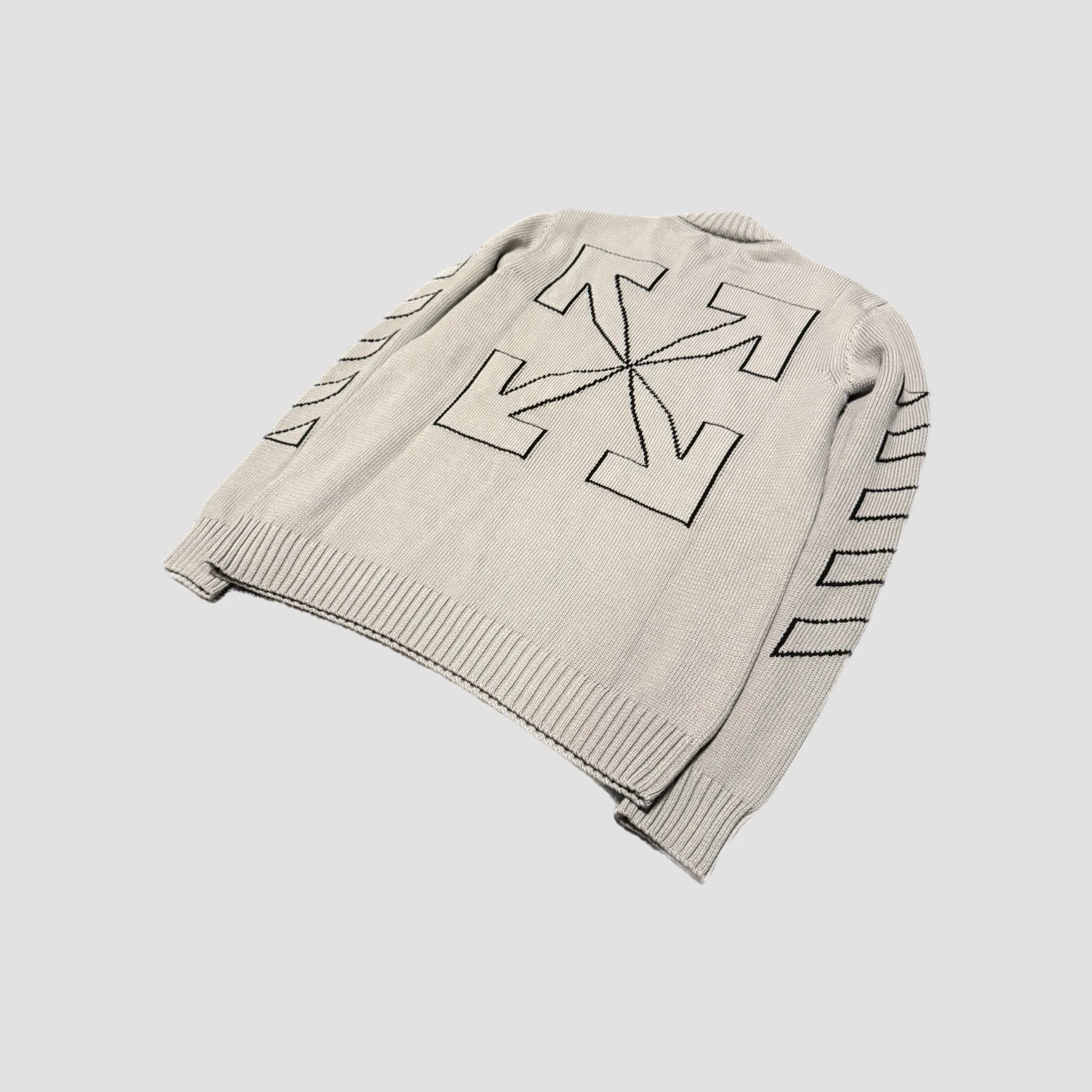 Off-White Diag Outline Knit Crewneck Grey