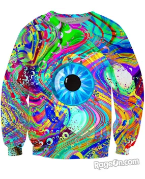 Oil Spill Eye Melt Crewneck Sweatshirt