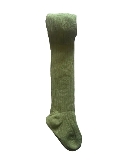 Olive Green Ribbed Tights