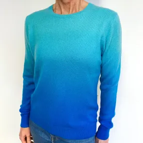 Ombré Turquoise Cashmere Crew Neck Jumper Medium
