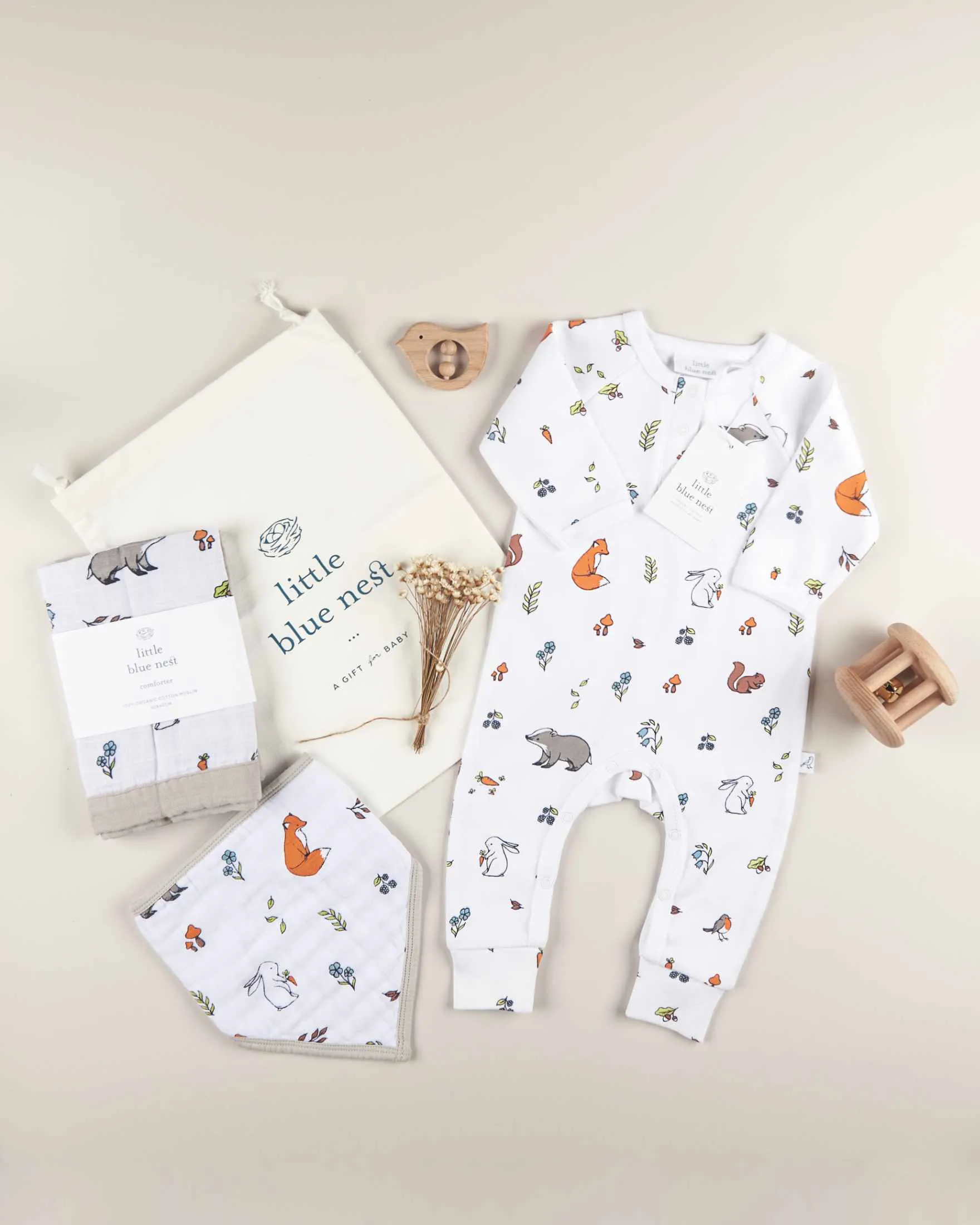 Organic cotton baby romper - Woodland