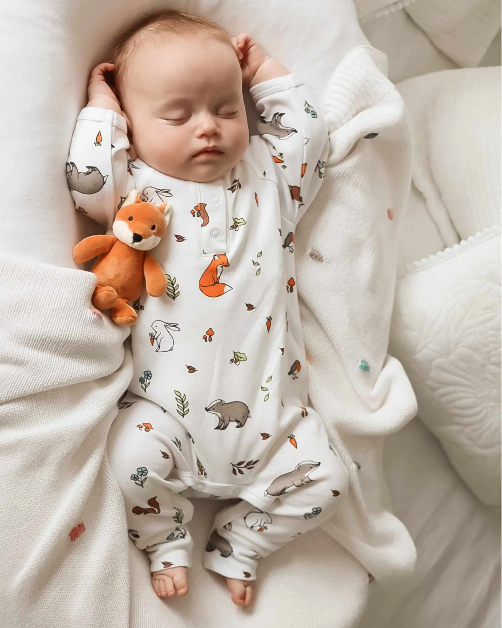 Organic cotton baby romper - Woodland
