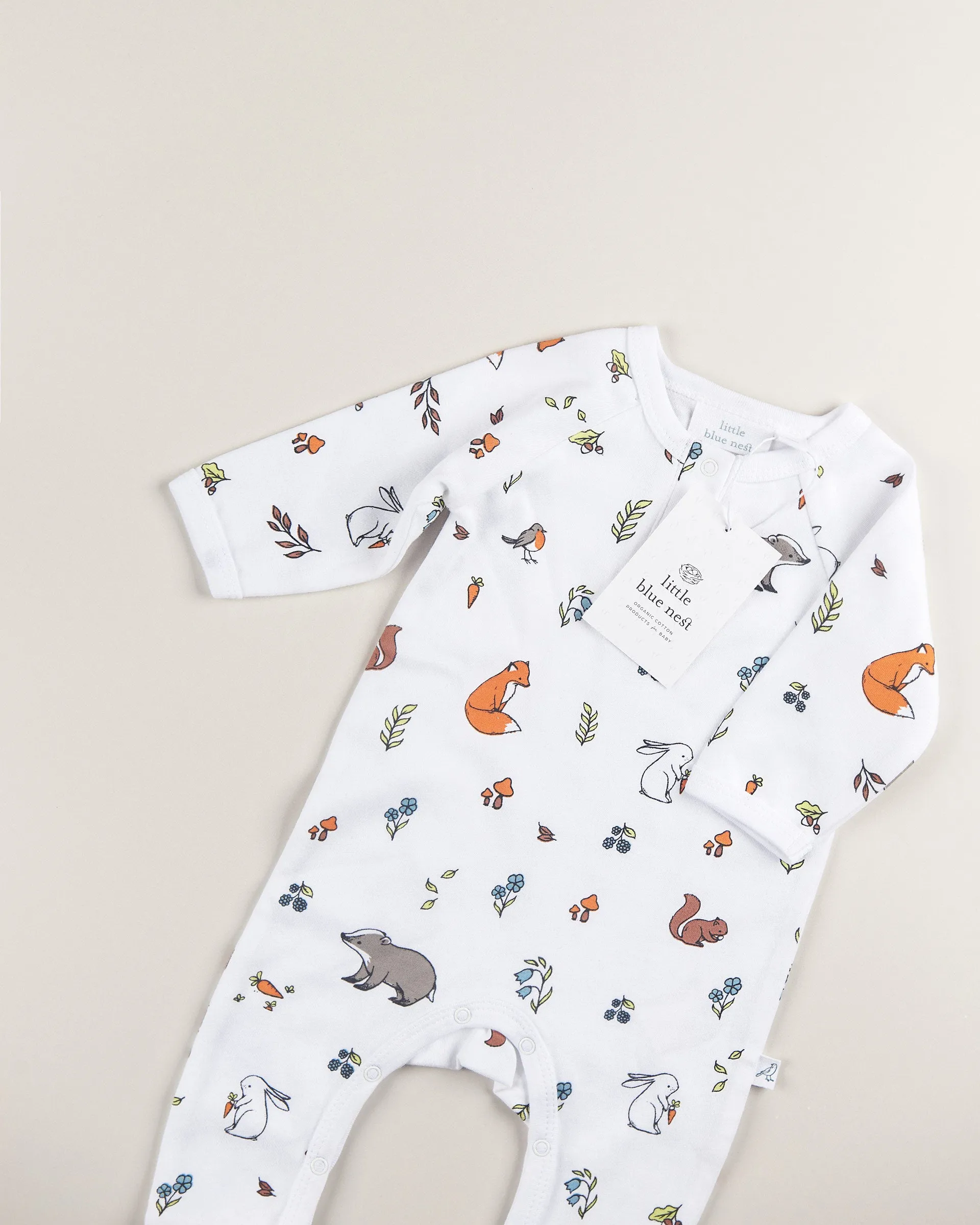 Organic cotton baby romper - Woodland