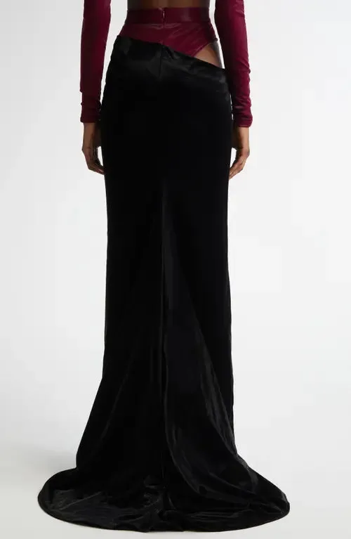 OXBLOOD HIP CUT OUT MAXI SKIRT