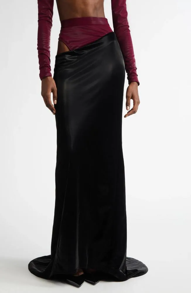 OXBLOOD HIP CUT OUT MAXI SKIRT