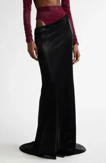 OXBLOOD HIP CUT OUT MAXI SKIRT