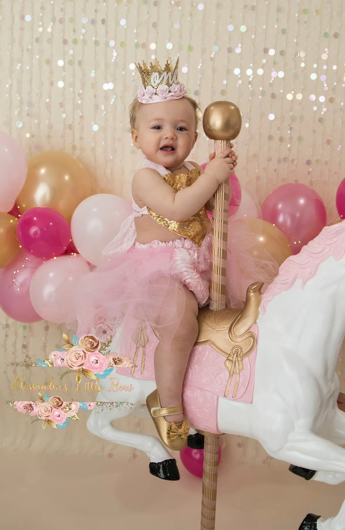 Pink and gold Heart tutu Romper