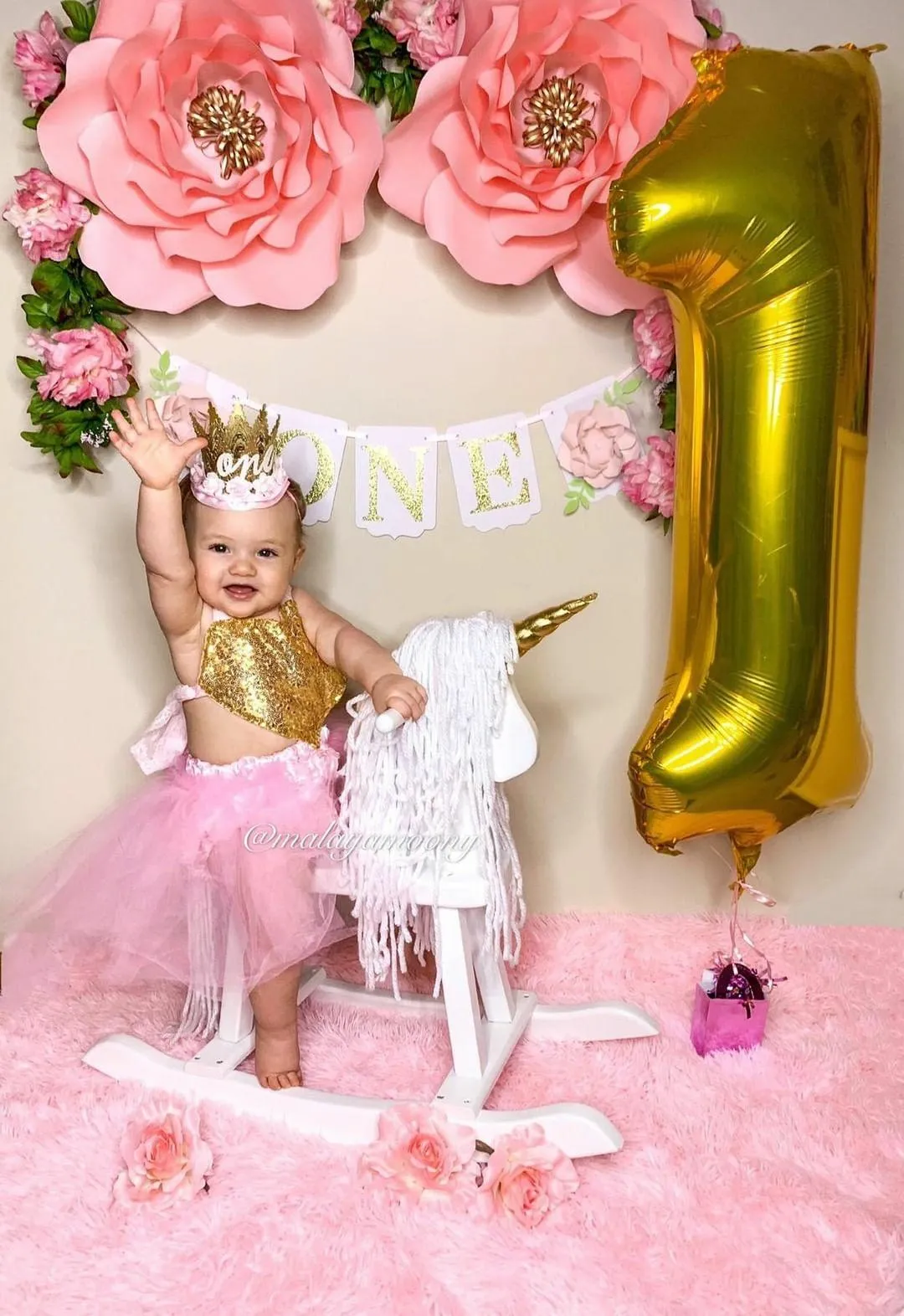 Pink and gold Heart tutu Romper