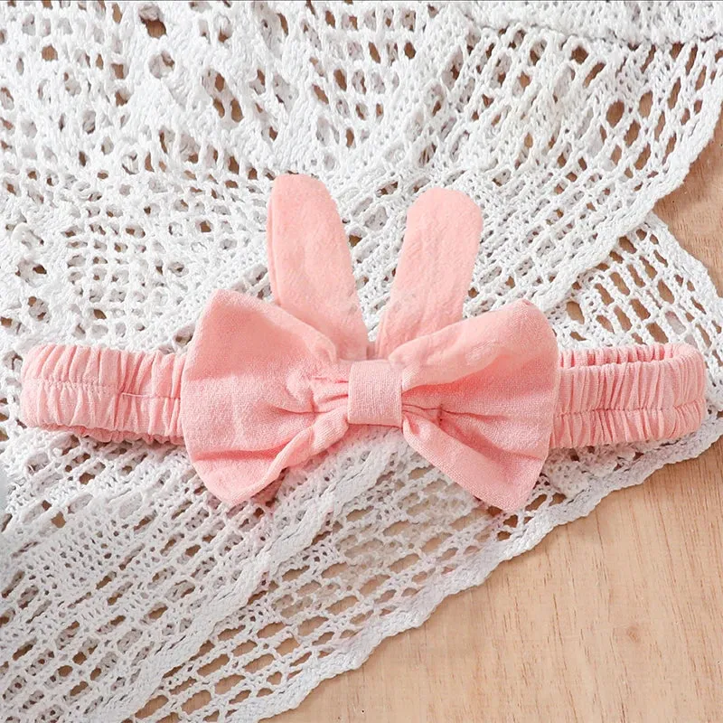 Pink Bunny Sleeveless Romper for Baby Girls