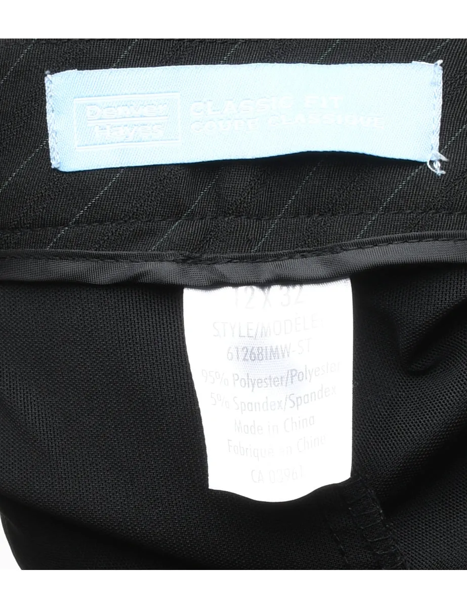 Pinstriped Black Classic Trousers - W32 L31