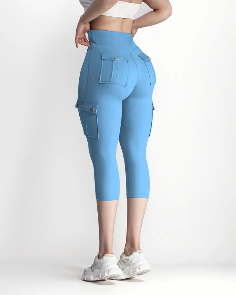 Pocket Design High Waist Sports Active Pants