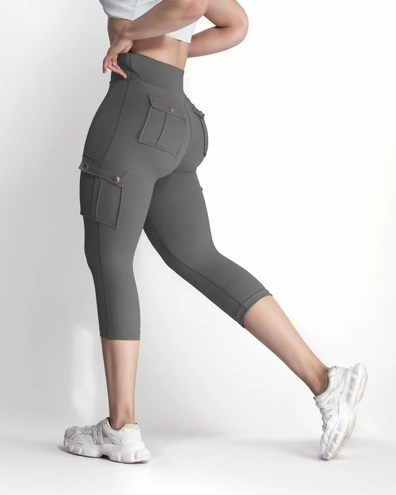 Pocket Design High Waist Sports Active Pants