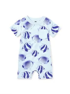 Pocket Shortie Baby Romper - Angelfish