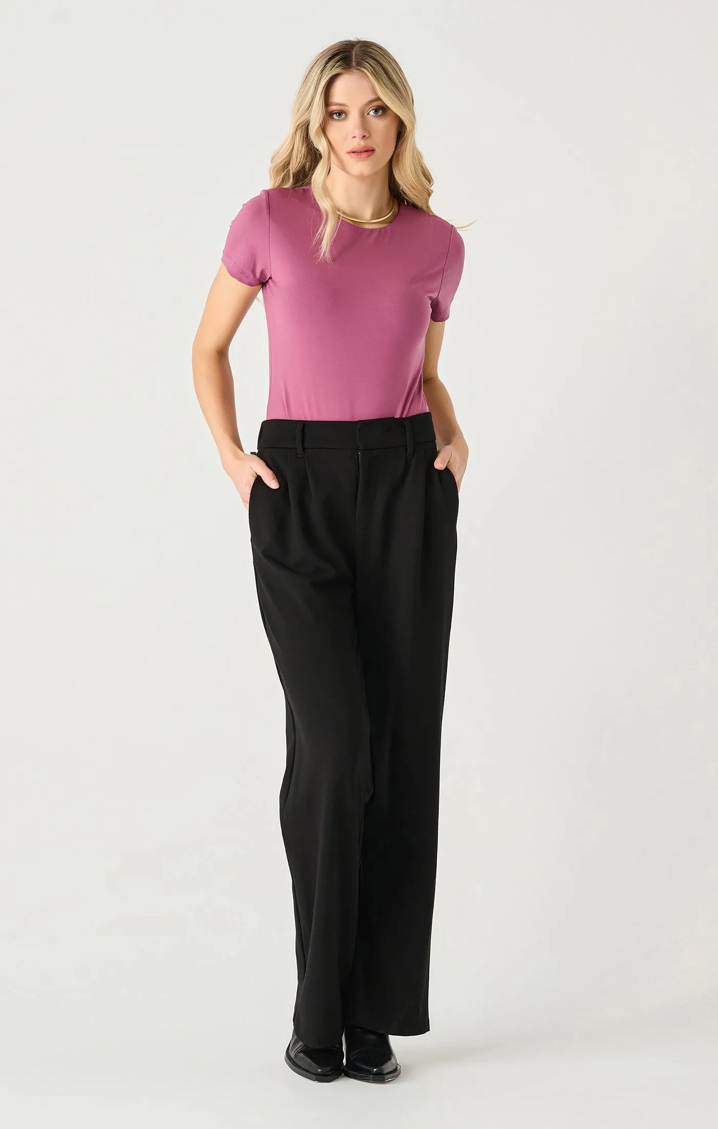 Ponte Knit Wide Leg Trouser (Dex)