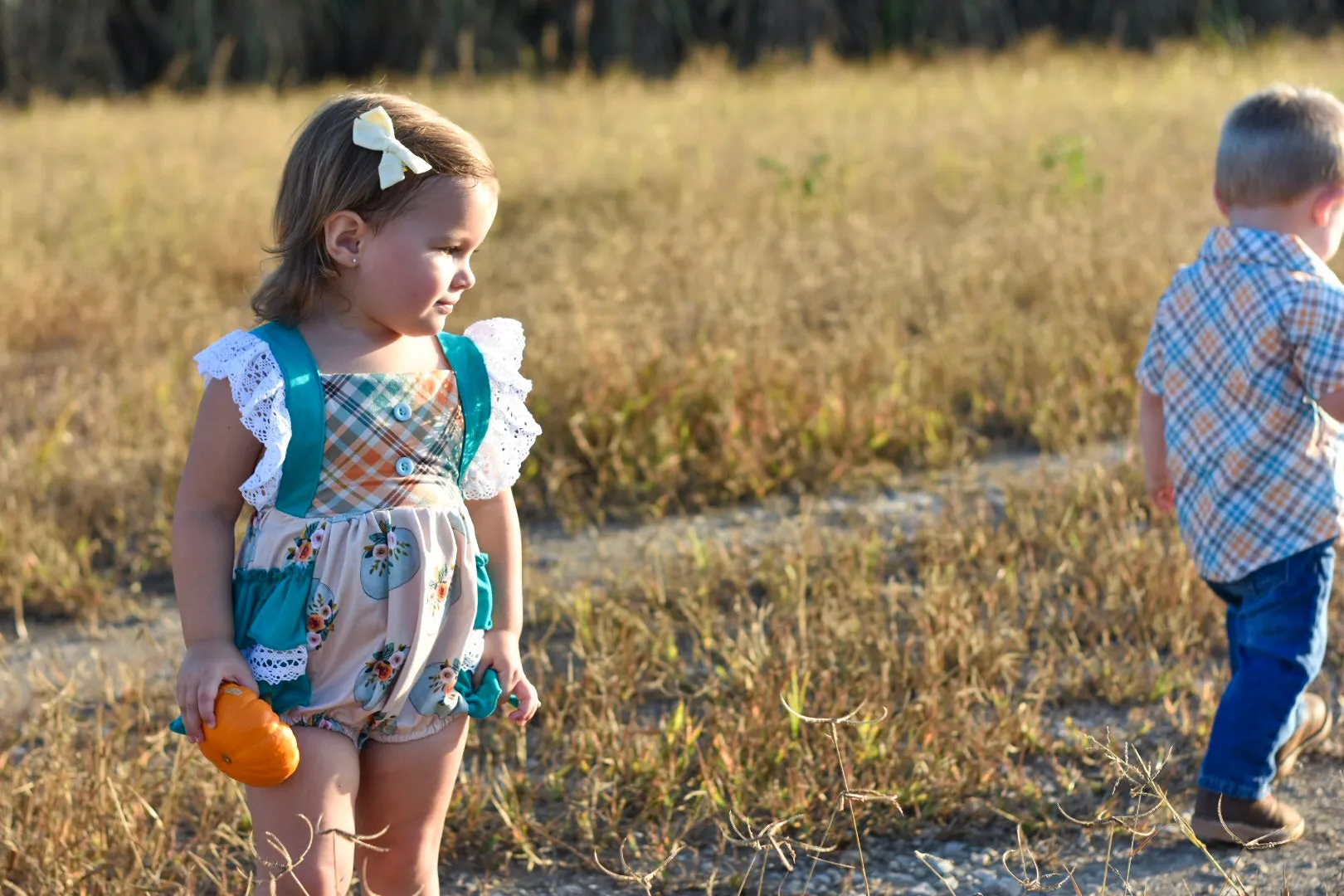 PREORDER Field of Pumpkins Ruffle Lace Romper CLOSES 8/14