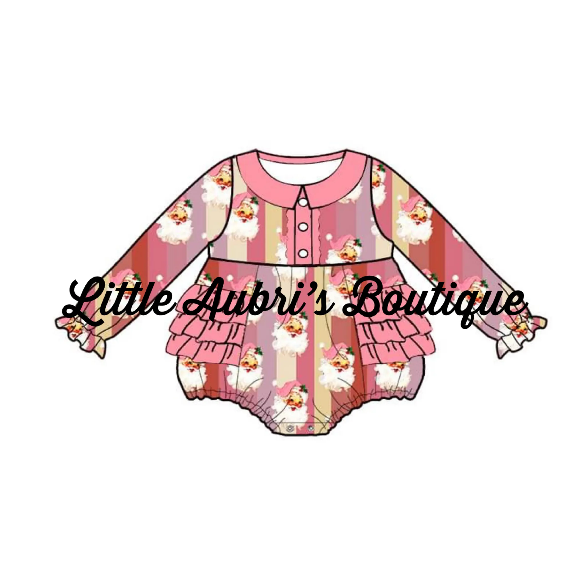 PREORDER Pink Santa Ruffle Romper CLOSES 7/24