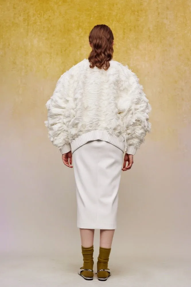 PU Hip-covering Midi-skirt in White