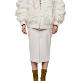 PU Hip-covering Midi-skirt in White