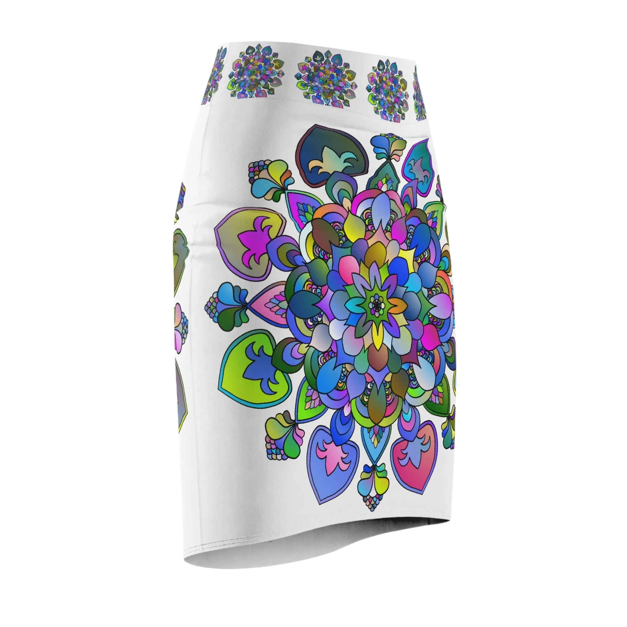 Purple & Azure Mandala Pencil Skirt