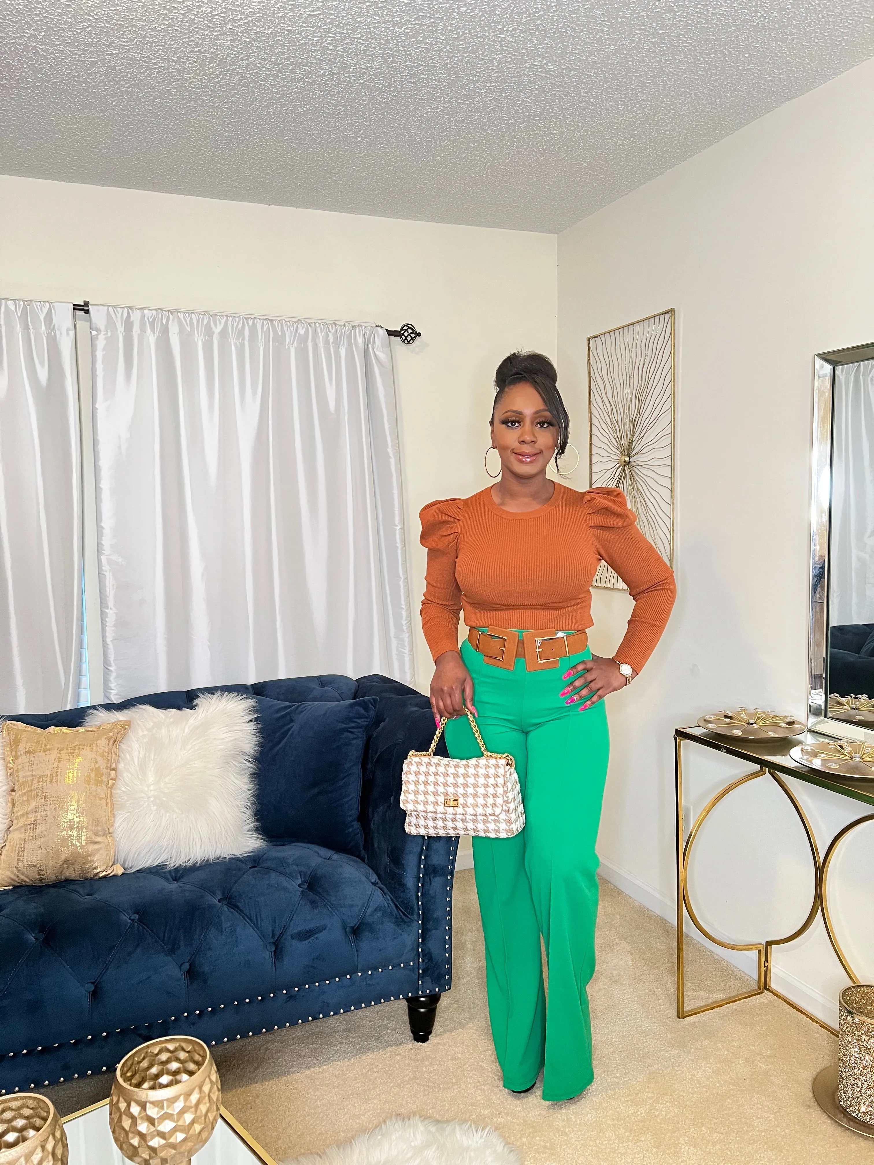 "Denise" High Waist Pants Kelly Green