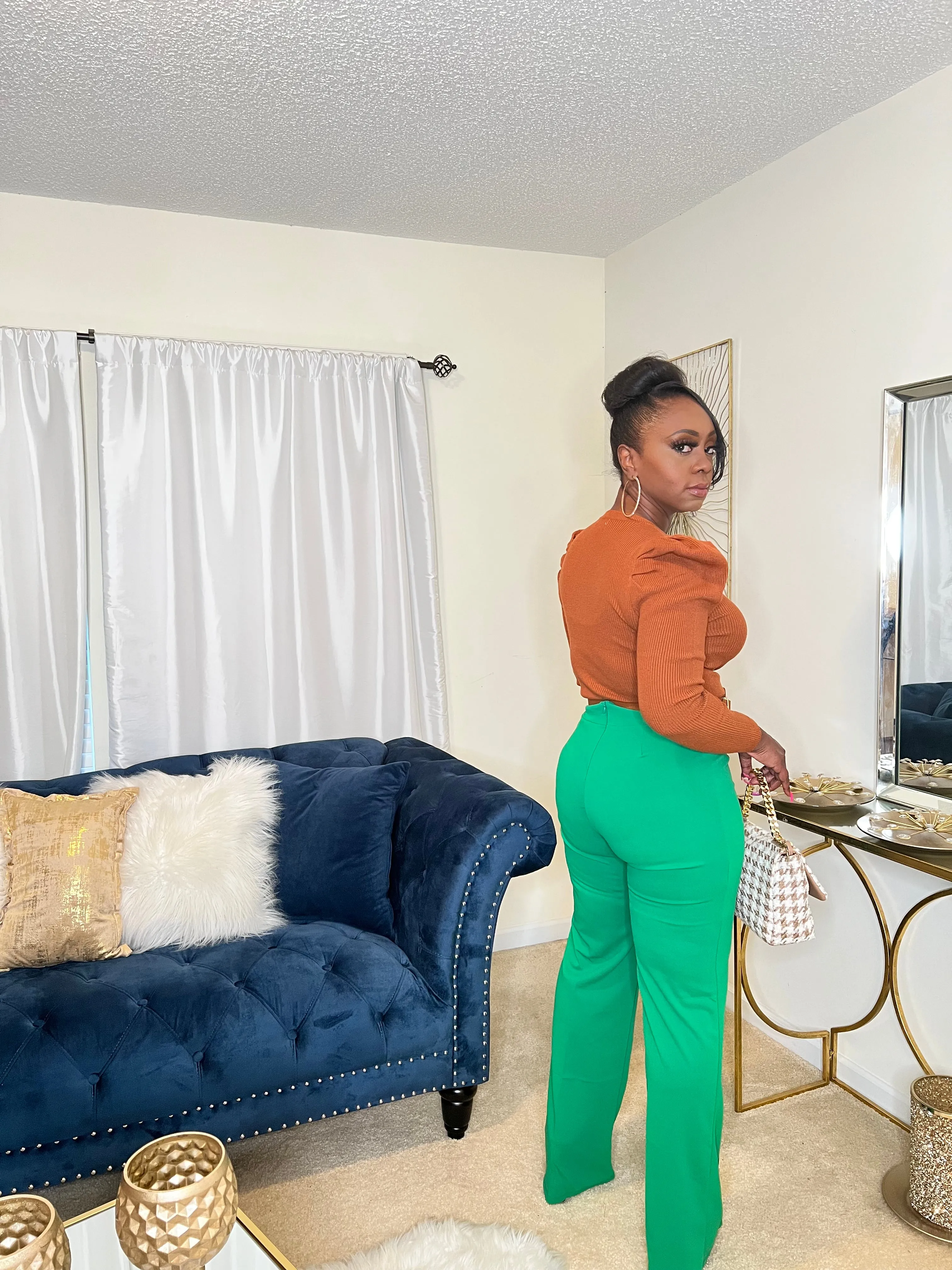 "Denise" High Waist Pants Kelly Green