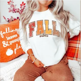"Fall Vibes" White Sweatshirt