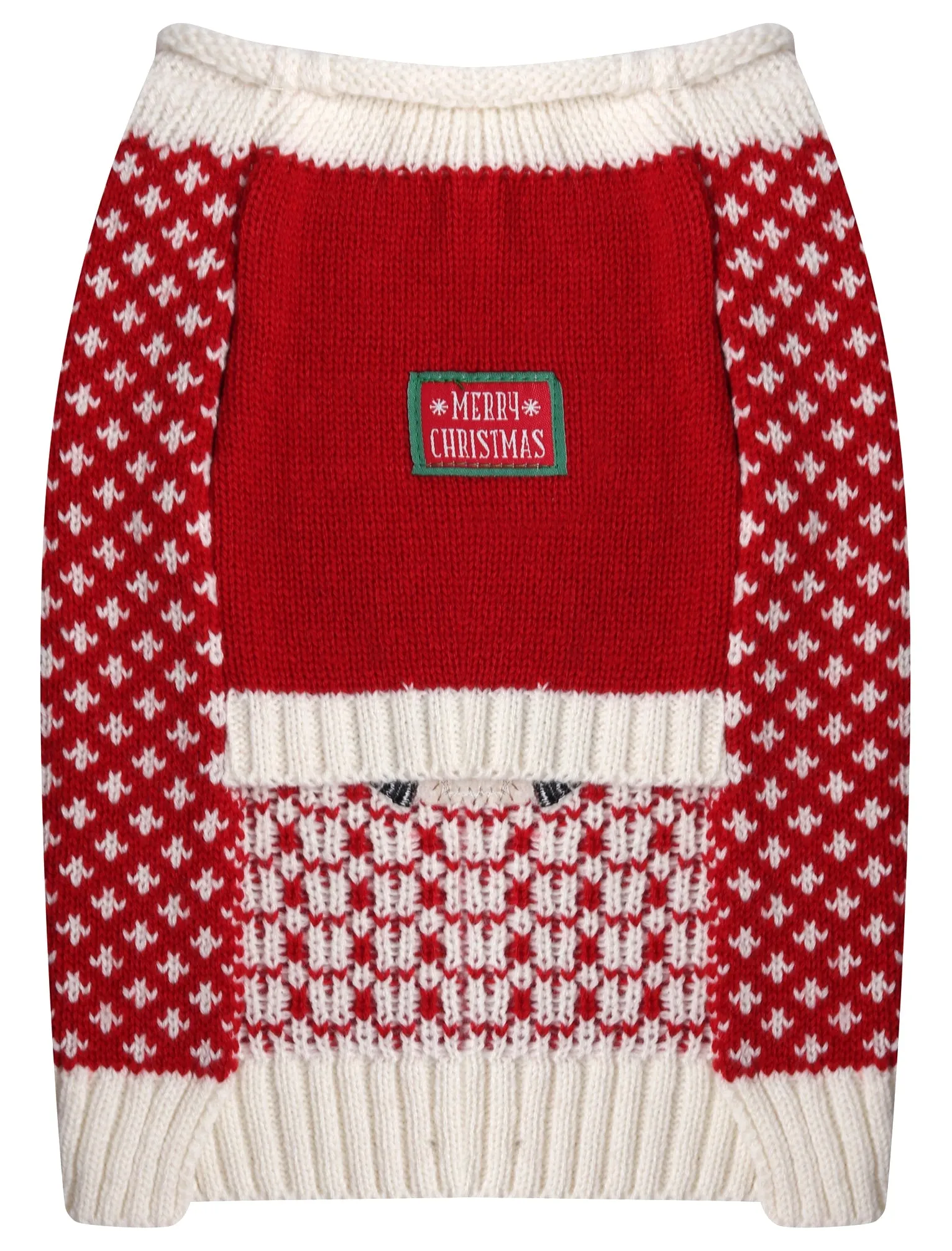 Reindeer Novelty Christmas Dog Jumper in Red - Merry Christmas