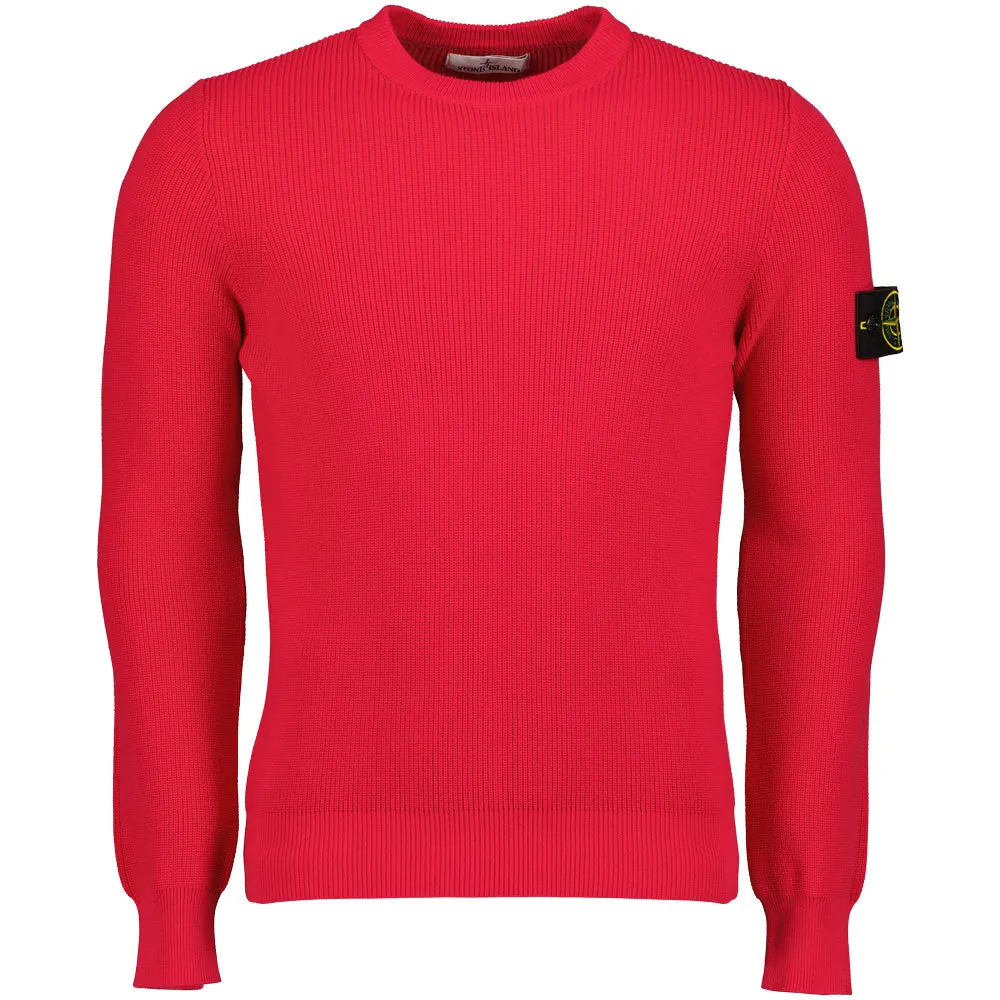 Ribbed Crewneck Knitted Sweatshirt