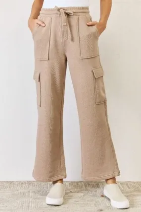 RISEN Sand High Waist Cargo Wide Leg Pants