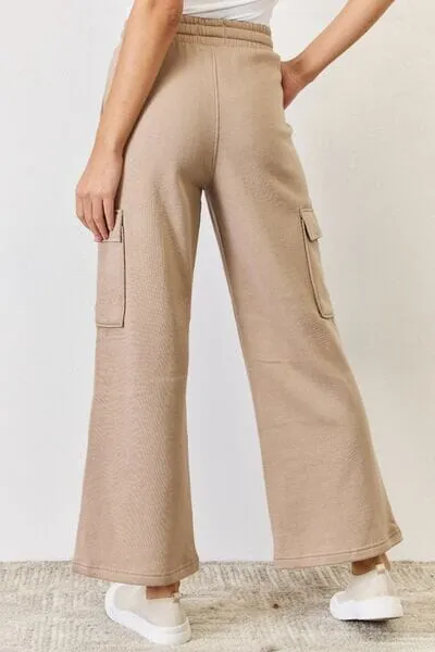 RISEN Sand High Waist Cargo Wide Leg Pants