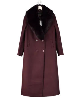 River Island Purple Faux Fur Collar Double Breasted Coat UK 8
