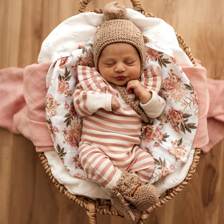 Rose | Organic Stripe Growsuit